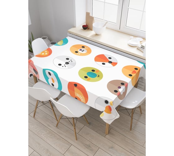 Прямоугольная скатерть JoyArty Животные смайлы из сатена tc_5103_120x145 1