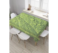 Прямоугольная скатерть JoyArty Капли на листе из сатена tc_32284_120x145