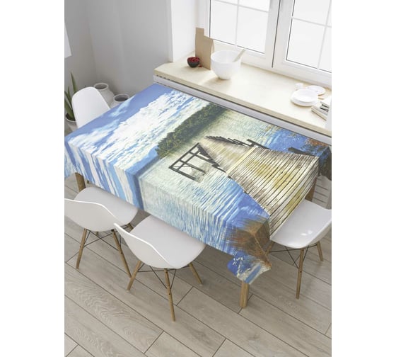 Прямоугольная скатерть JoyArty Мостик на реке из сатена tc_9169_120x145