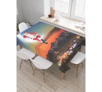 Прямоугольная скатерть JoyArty Санта наблюдает с луны из сатена tc_5742_120x145