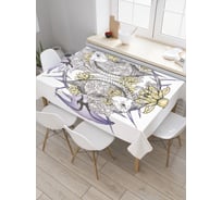 Прямоугольная скатерть JoyArty Рыбьи скелеты из сатена tc_21370_120x145