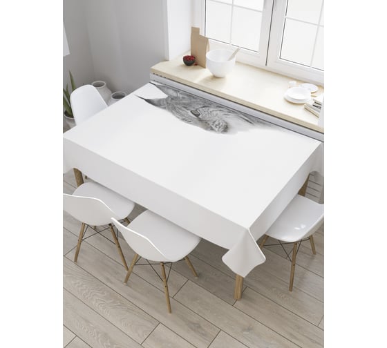 Прямоугольная скатерть JoyArty Монохромная рысь из сатена tc_35767_120x145