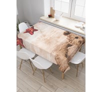 Прямоугольная скатерть JoyArty Мишка и звезды из сатена tc_4302_120x145