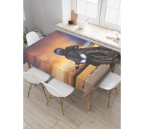 Прямоугольная скатерть JoyArty Мотоциклист под небом из сатена tc_378898_120x145