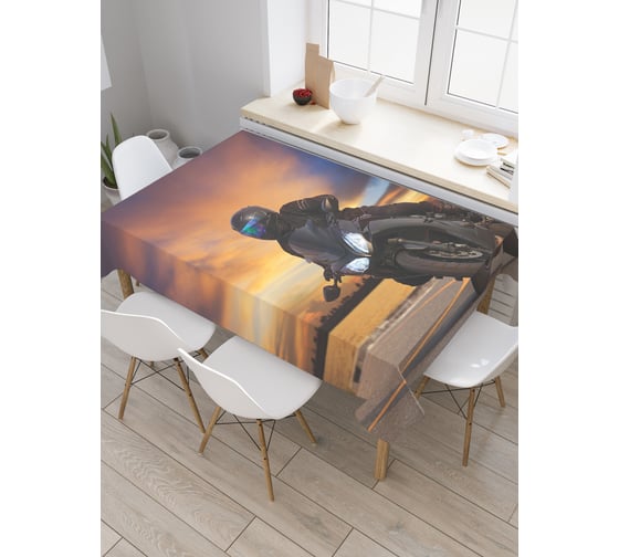 Прямоугольная скатерть JoyArty Мотоциклист под небом из сатена tc_378898_120x145 1