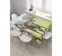 Прямоугольная скатерть JoyArty Конное соревнование из сатена tc_32792_120x145
