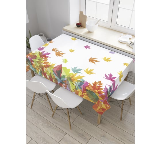 Прямоугольная скатерть JoyArty Разноцветный листопад из сатена tc_32461_120x145 1