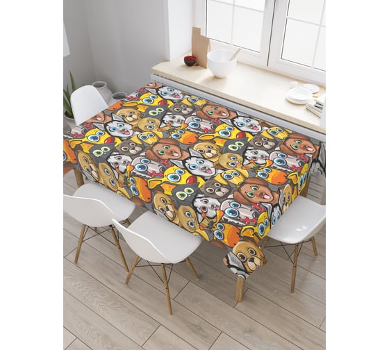 Прямоугольная скатерть JoyArty Собачьи мордашки из сатена tc_50686_120x145 1