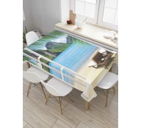 Прямоугольная скатерть JoyArty Пляжное окно из сатена tc_7780_120x145