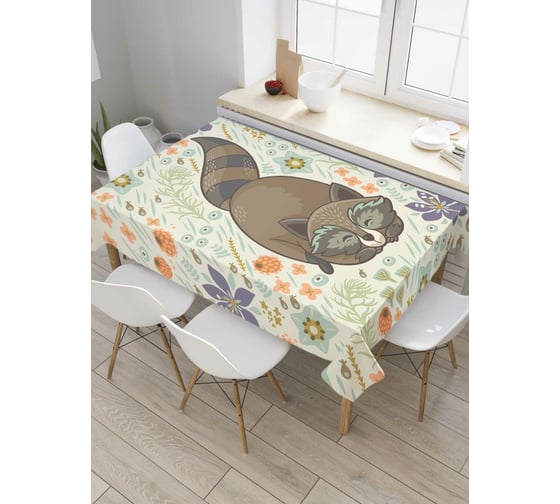 Прямоугольная скатерть JoyArty Милый енот из сатена tc_75035_120x145 1