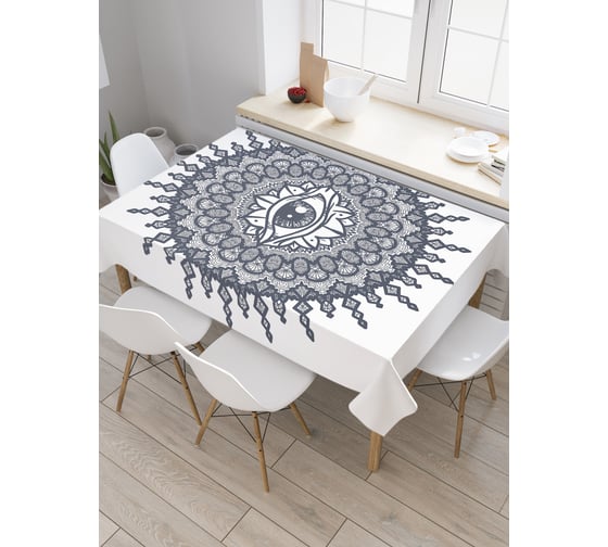 Прямоугольная скатерть JoyArty Глаз с цветочным узором из сатена tc_19337_120x145 1