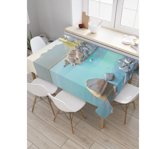 Прямоугольная скатерть JoyArty Каменное мелководье из сатена tc_18442_120x145