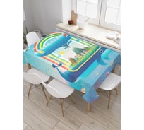 Прямоугольная скатерть JoyArty Китовый остров из сатена tc_23204_120x145