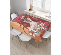 Прямоугольная скатерть JoyArty Катрина в День мертвых из сатена tc_26751_120x145