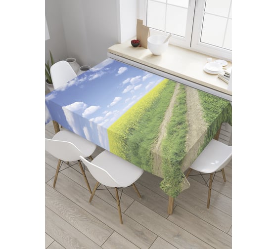 Прямоугольная скатерть JoyArty Полевая дорога из сатена tc_34747_120x145
