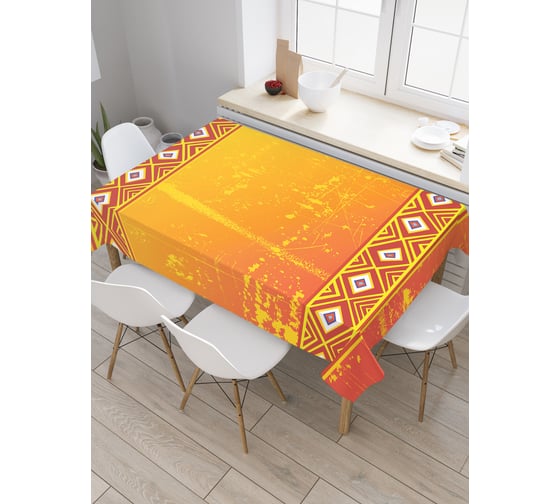 Прямоугольная скатерть JoyArty Две полосы с ромбами из сатена tc_29517_120x145
