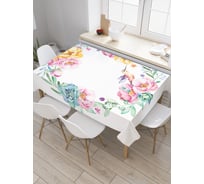 Прямоугольная скатерть JoyArty Колибри в цветочном круге из сатена tc_20198_120x145