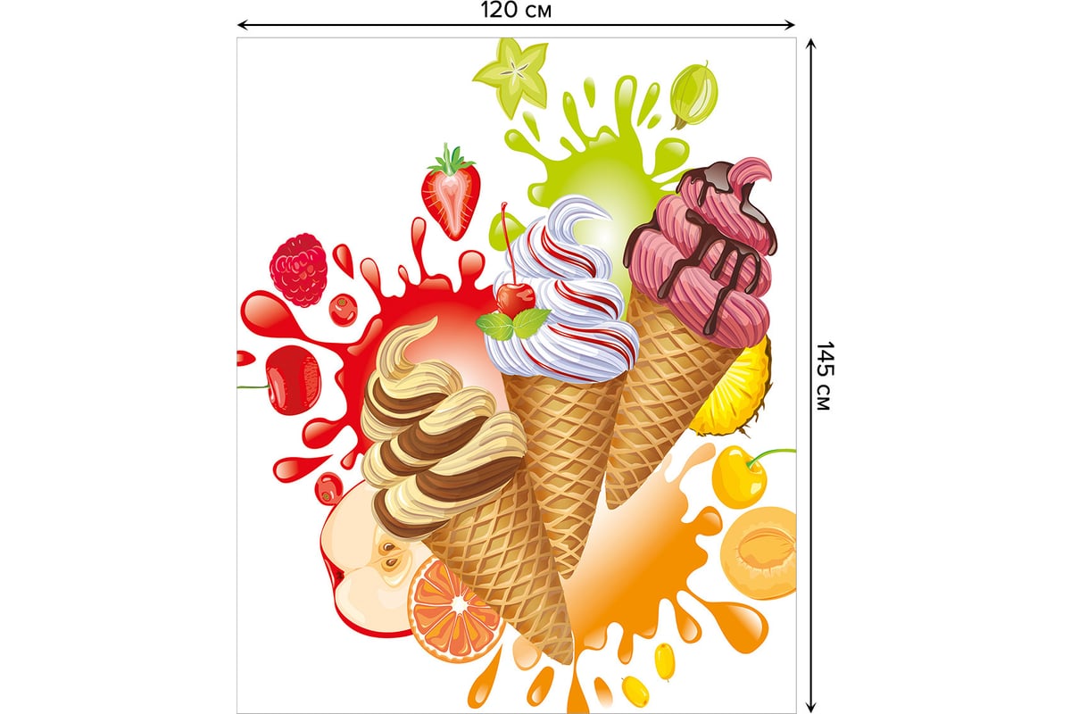 Прямоугольная скатерть JoyArty Мороженое с ягодами из сатена  tc_36327_120x145 - выгодная цена, отзывы, характеристики, фото - купить в  Москве и РФ