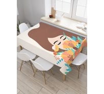 Прямоугольная скатерть JoyArty Девушка с букетом из сатена tc_213171_120x145