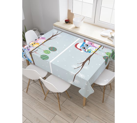 Прямоугольная скатерть JoyArty Совы празднуют из сатена tc_20040_120x145 1