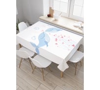 Прямоугольная скатерть JoyArty Китовая любовь из сатена tc_23180_120x145