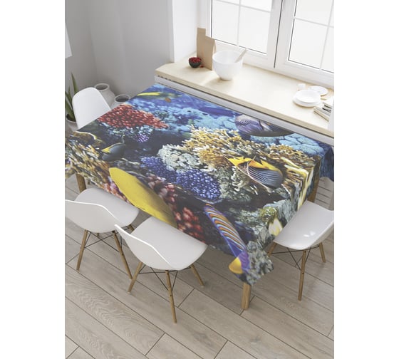 Прямоугольная скатерть JoyArty Коралловый берег из сатена tc_9229_120x145 1