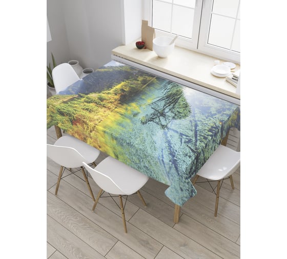Прямоугольная скатерть JoyArty Горное озеро из сатена tc_31500_120x145 1