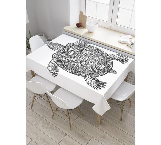 Прямоугольная скатерть JoyArty Графическая черепаха из сатена tc_28000_120x145 1