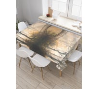 Прямоугольная скатерть JoyArty Заколдованный мост в лесу из сатена tc_2031_120x145