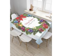 Прямоугольная скатерть JoyArty Рождественский венок из сатена tc_37050_120x145