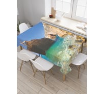 Прямоугольная скатерть JoyArty Корабль на камнях из сатена tc_20557_120x145