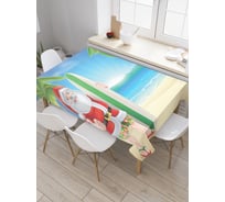 Прямоугольная скатерть JoyArty Санта на пляже из сатена tc_20066_120x145