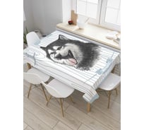 Прямоугольная скатерть JoyArty Собака и якоря из сатена tc_7435_120x145