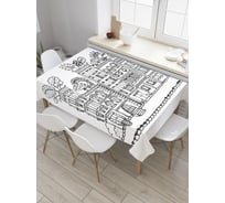 Прямоугольная скатерть JoyArty Город в деревьях из сатена tc_27852_120x145
