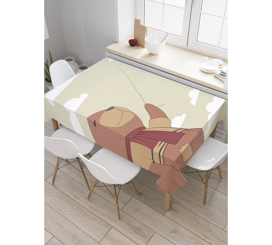 Прямоугольная скатерть JoyArty Мишка с шариком из сатена tc_9550_120x145 1