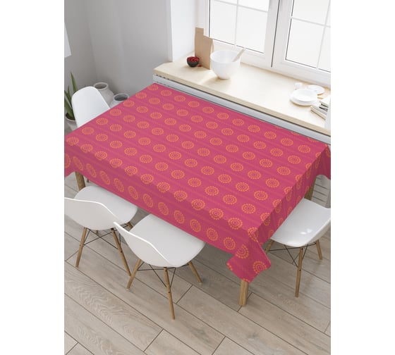 Прямоугольная скатерть JoyArty Коралловые круги из сатена tc_30567_120x145 1