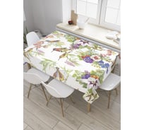 Прямоугольная скатерть JoyArty Композиции цветов и птичек из сатена tc_28152_120x145