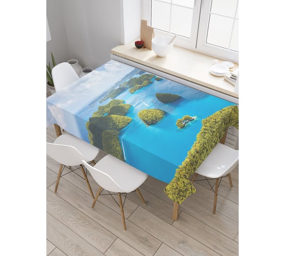 Прямоугольная скатерть JoyArty Море островов из сатена tc_9574_120x145 1