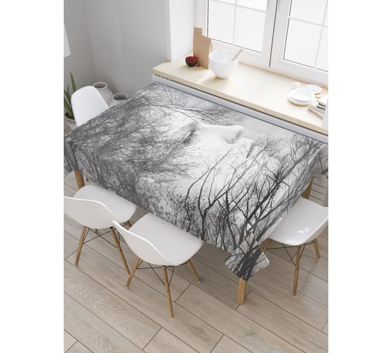 Прямоугольная скатерть JoyArty Влюблённые ветви из сатена tc_30385_120x145 1
