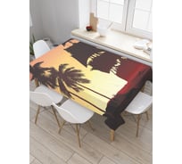 Прямоугольная скатерть JoyArty Корабль в тропиках из сатена tc_3009_120x145