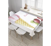 Прямоугольная скатерть JoyArty Клубничное мороженое из сатена tc_36336_120x145