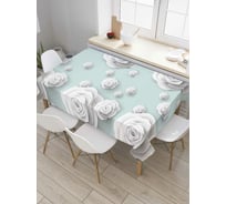 Прямоугольная скатерть JoyArty Мраморные розы из сатена tc_6601_120x145