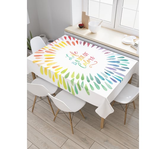 Прямоугольная скатерть JoyArty Коробка с красками из сатена tc_21097_120x145 1