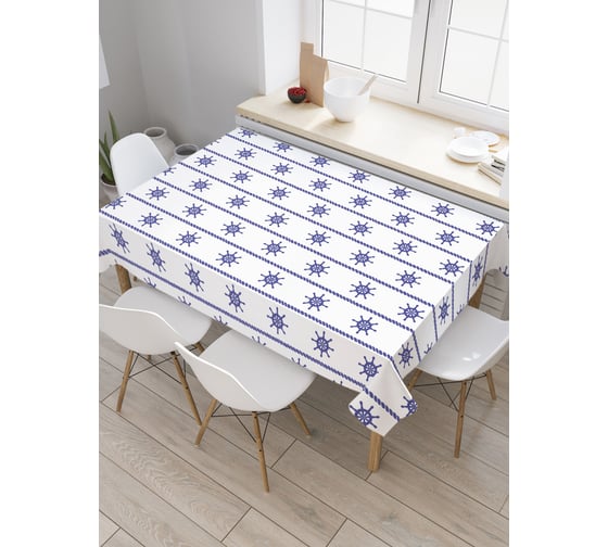 Прямоугольная скатерть JoyArty Полосы со штурвалами из сатена tc_9841_120x145 1