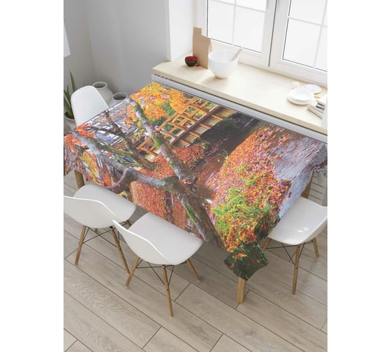 Прямоугольная скатерть JoyArty Мост осени из сатена tc_6517_120x145 1