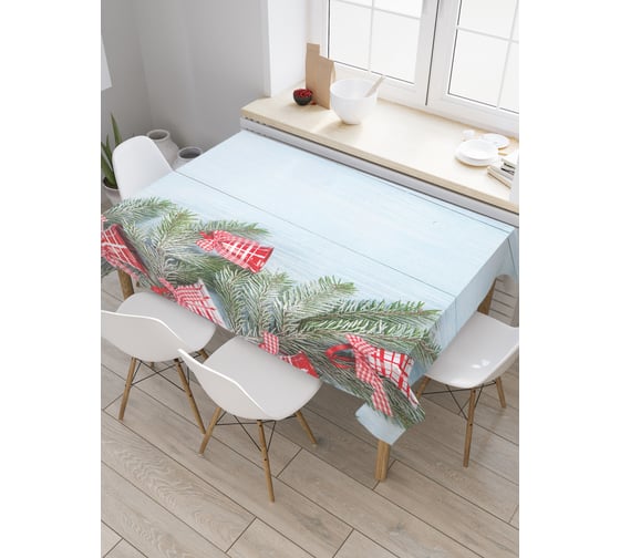Прямоугольная скатерть JoyArty Колокольчики для елки из сатена tc_21503_120x145 1