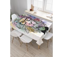Прямоугольная скатерть JoyArty Стильный лев из сатена tc_21058_120x145