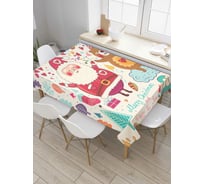 Прямоугольная скатерть JoyArty Дед Мороз с медведем из сатена tc_78660_120x145