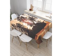 Прямоугольная скатерть JoyArty Спокойствие пальм из сатена tc_3016_120x145