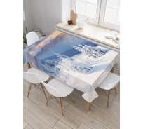 Прямоугольная скатерть JoyArty Снежные ели из сатена tc_20094_120x145